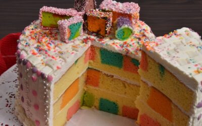 TINY RAINBOW DICE CAKE