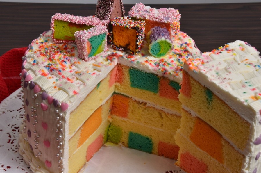 TINY RAINBOW DICE CAKE